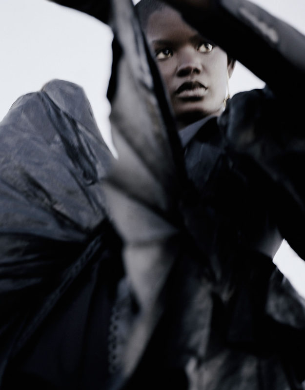 BLACK DECONSTRUCTED TAILORED JACKET IN BEETLED LINEN Photography Alex Black - Alexander McQueen special, Lampoon Issue 20