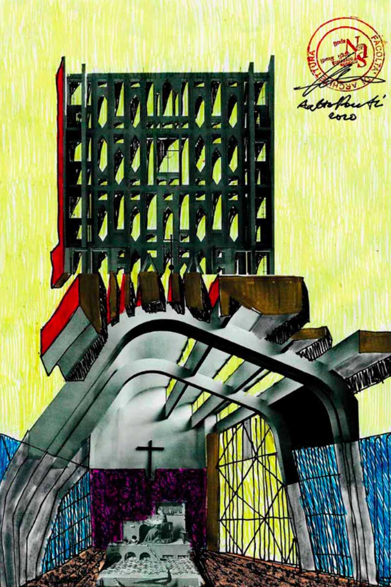 Lampoon, Co-cathedral Grande Madre di Dio and Santa Maria Assunta Church illustrated by Cherubino Gambardella.