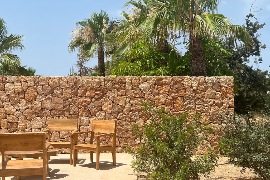 TRS Ibiza Hotel, a set design along the rough brick walls